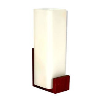 Scandinavian wall light in teak and opaline glass by Louis Kalff for Philips, 1968