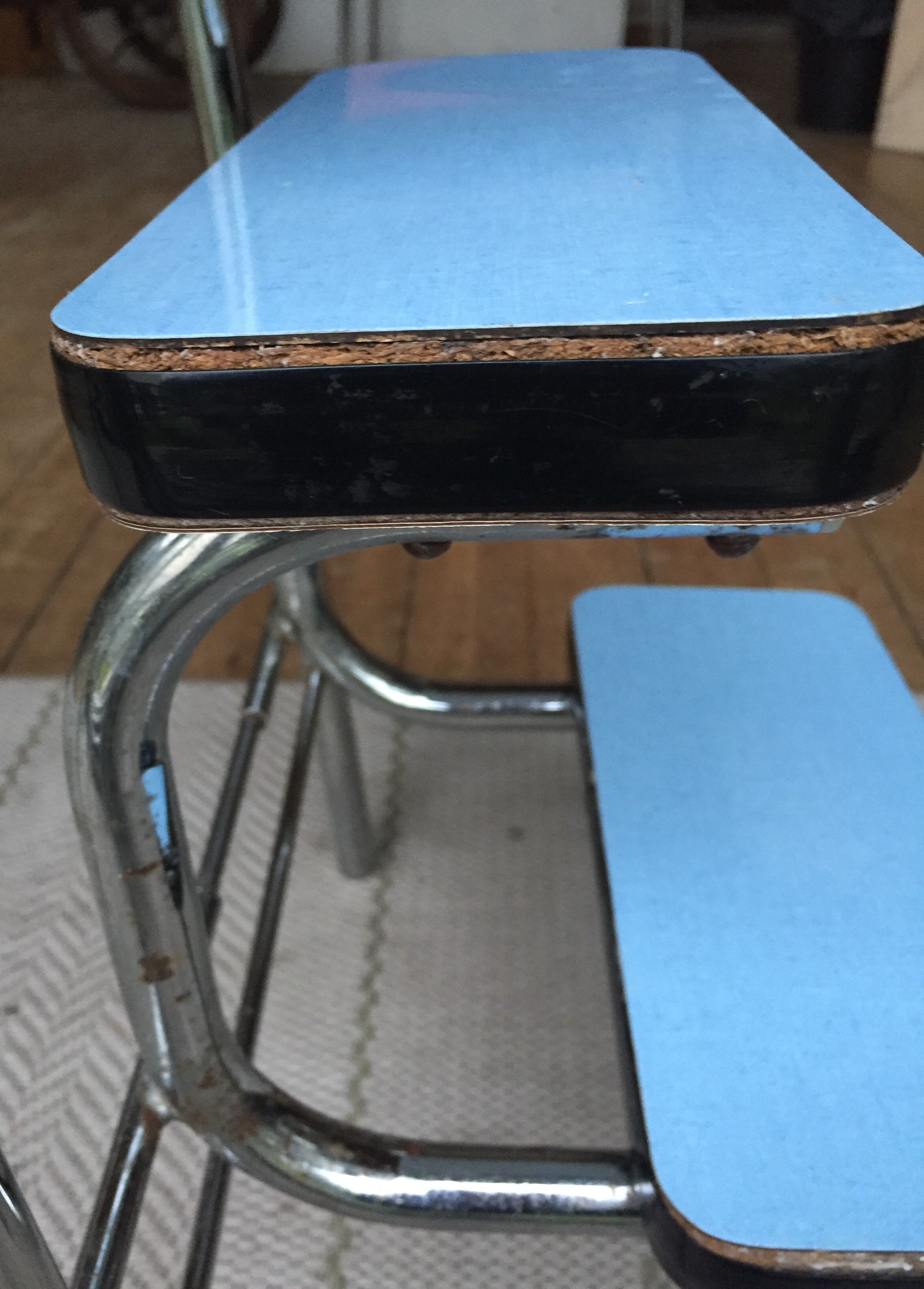 Steplady stepladder formica sky blue, 60/70s