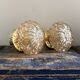 Set of two vintage amber glass wall lights