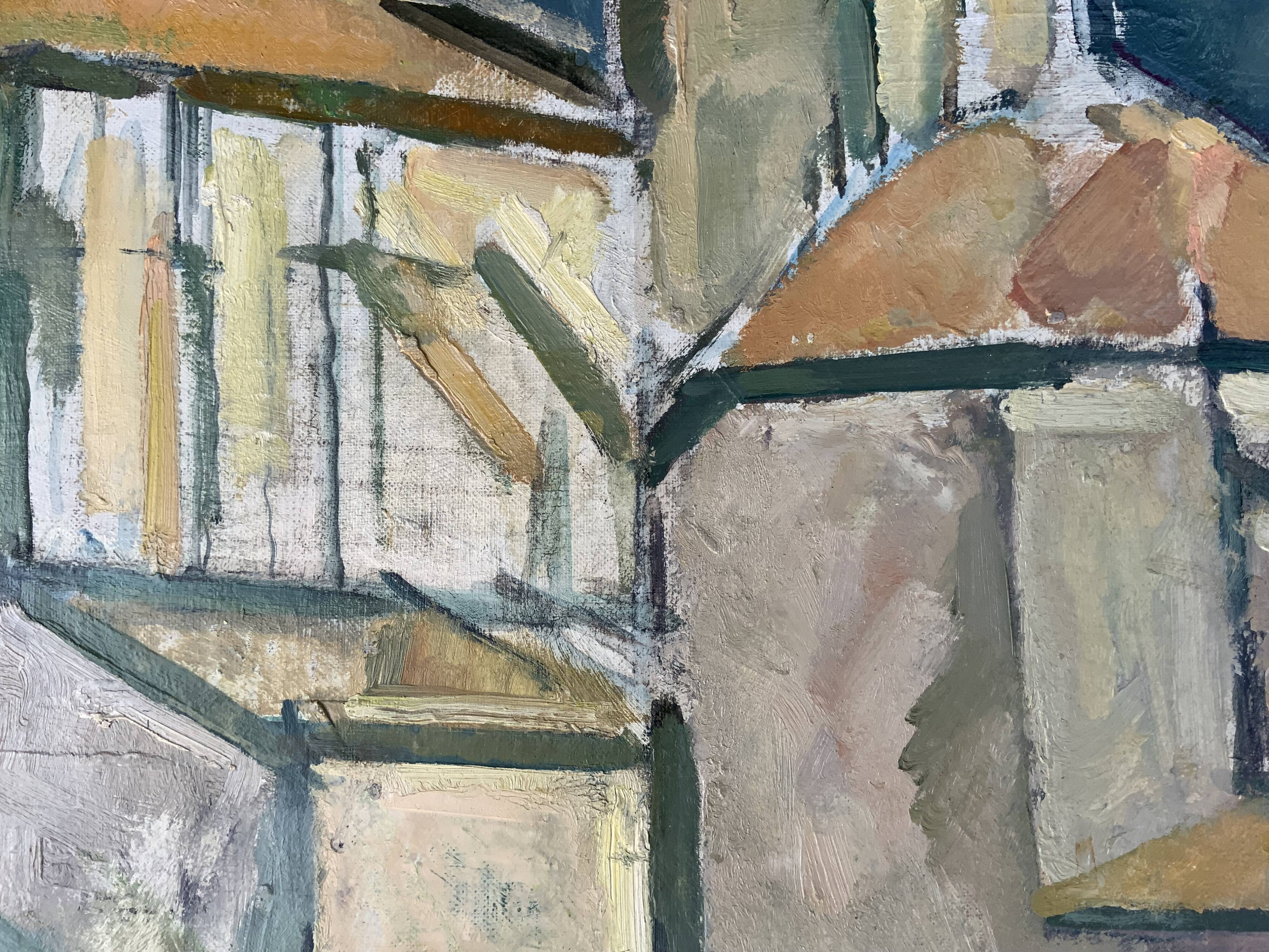 Vintage oil on canvas by S.Ekengren Architectural Landscape at Cadaques