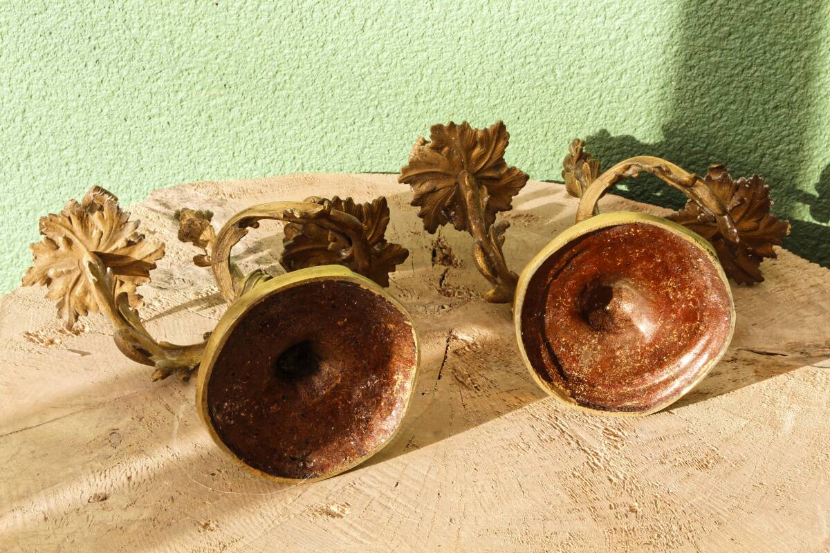 Pair of bronze candlesticks, rococo, 2 lights