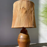 1970s brown ceramic lamp with foliage shade