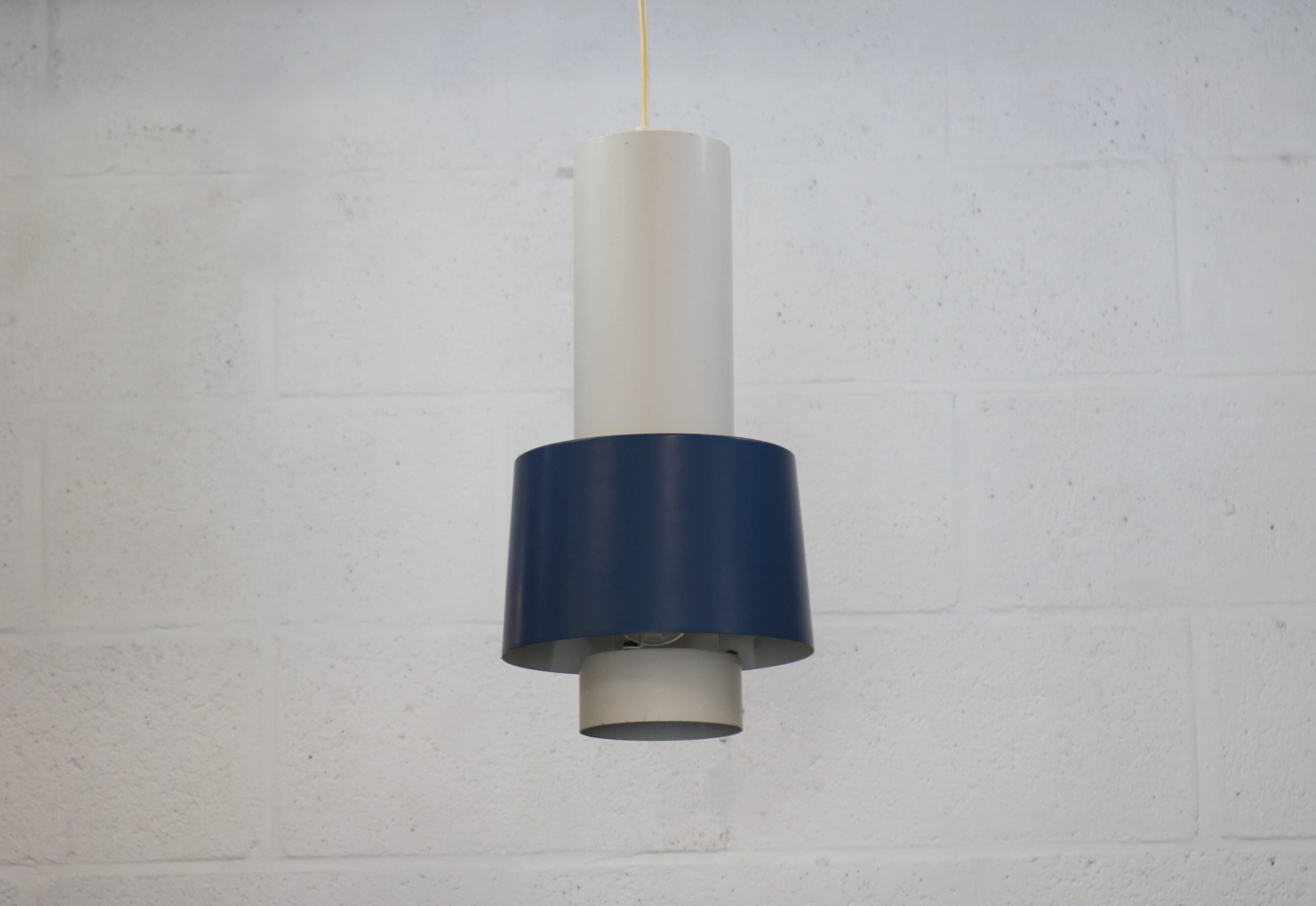 Old Danish design lamp in white/gray and blue colours - Denmark 60's