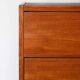 Table de chevet scandinave vintage en teck avec trois tiroirs