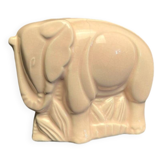 Art deco, cracked ceramic elephant piggy bank circa 1930