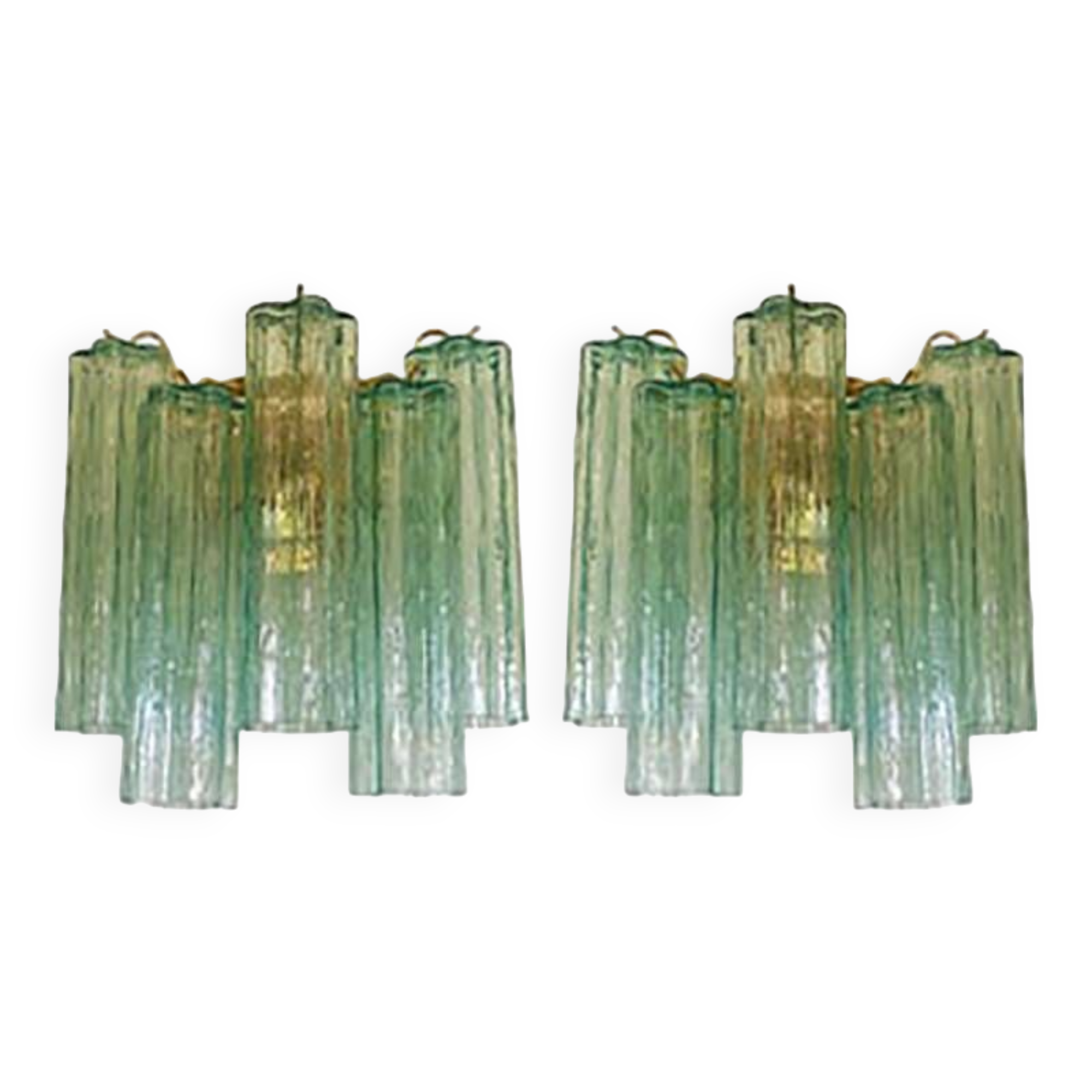 Italian Wall Light Green “Tronchi” Murano Glass Wall Sconce