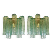 Italian Wall Light Green “Tronchi” Murano Glass Wall Sconce