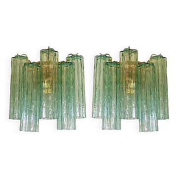 Italian Wall Light Green “Tronchi” Murano Glass Wall Sconce