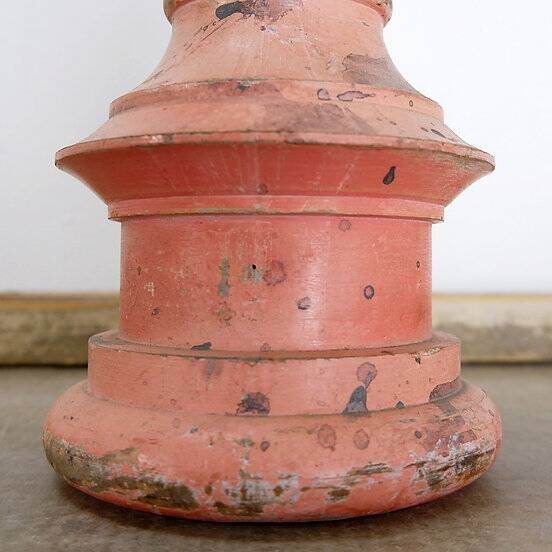 Vintage Decorative Cast Iron Pine Cone on Wooden Base