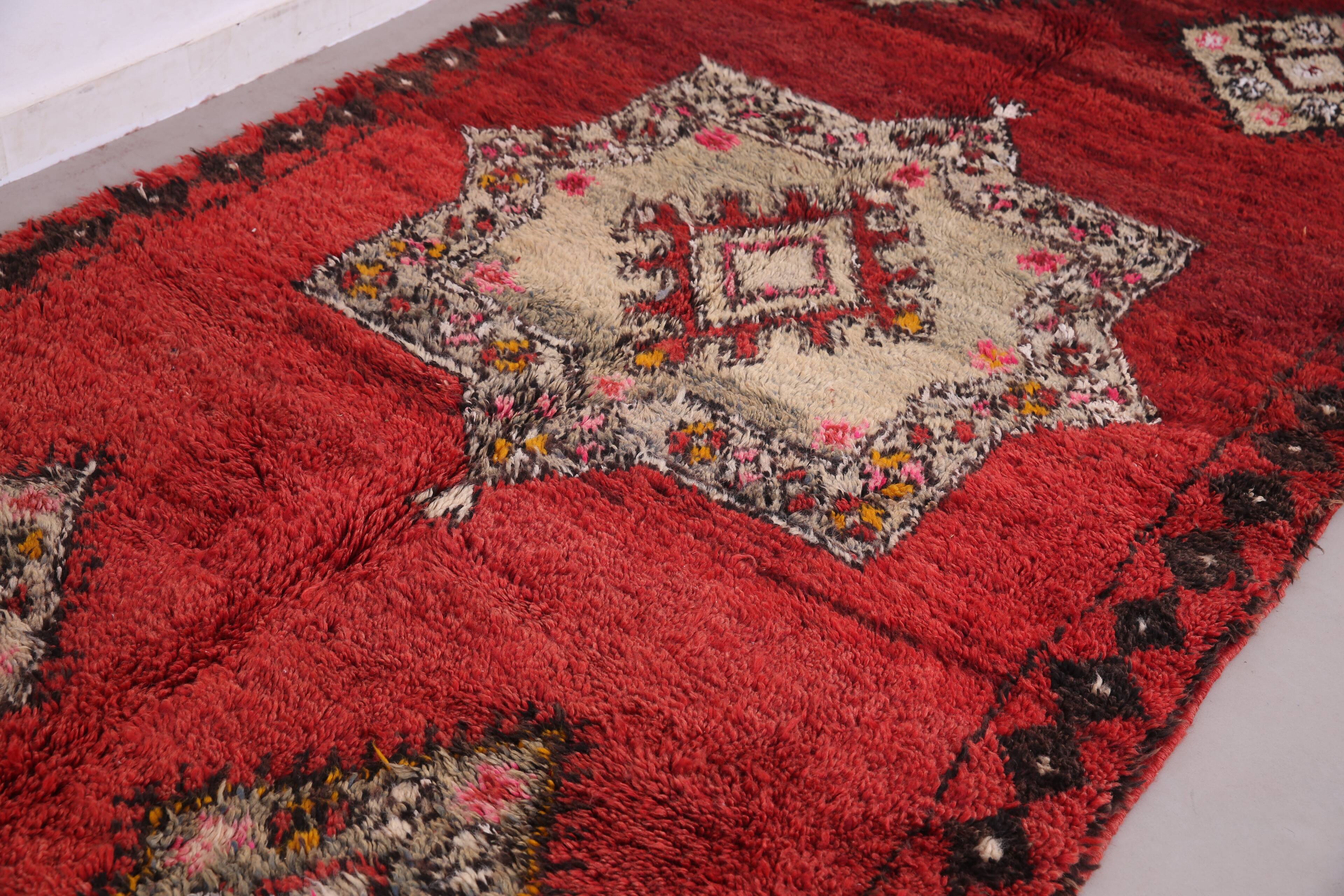 Burgundy Vintage Moroccan Rug 160 x 350 cm - Berber Wool Rug - Handmade rug