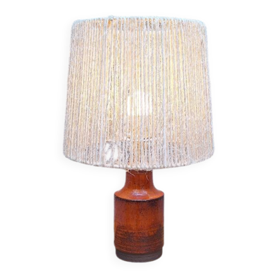 Lampe a poser en céramique signé Belka, Danemark abat jour en corde