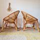 Pair of vintage basket chairs in rattan – Riviera style 1960