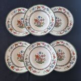 Set of 6 Copeland Spode English porcelain soup plates "Rose de
