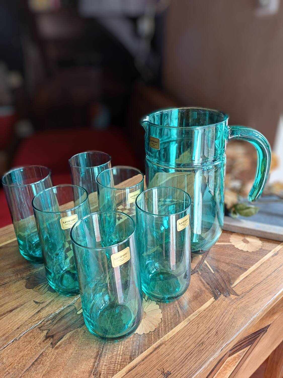 1 set of 6 glasses + the pitcher from Cristallerie D'Arc