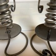 Pair of Bouillot-style spiral spring candlesticks