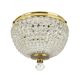 Vintage French brass and crystal flush mount antique