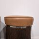 1970s Vintage Wooden Stool – Faux Leather Cushion & Aluminium Trim