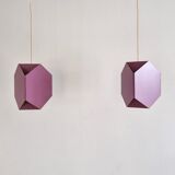 Set of 2 purple Seks-Tre pendant lamps by Ole Panton for Lyfa, Denmark 1960's