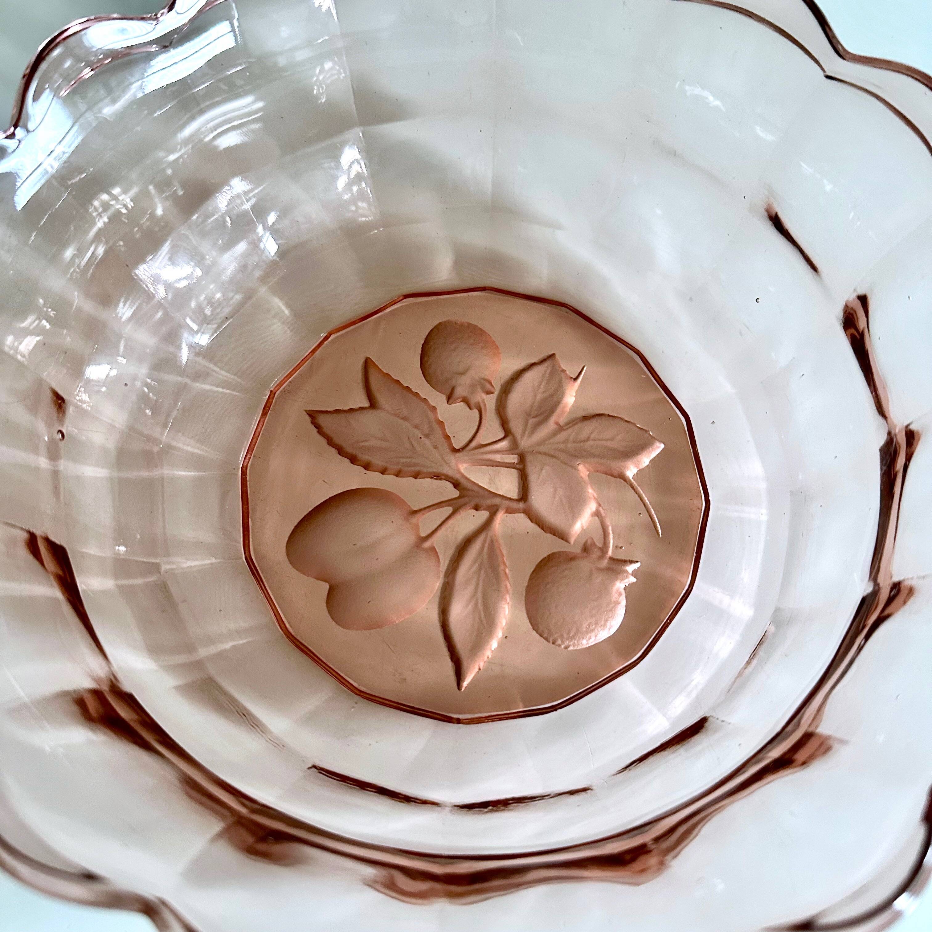 Vintage Pink Depression Glass Set – Bowl & 6 Dessert Dishes