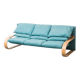 3-seater fabric sofa in Alvar Aalto style, bent wood, 1970s vintage modernism