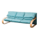 3-seater fabric sofa in Alvar Aalto style, bent wood, 1970s vintage modernism