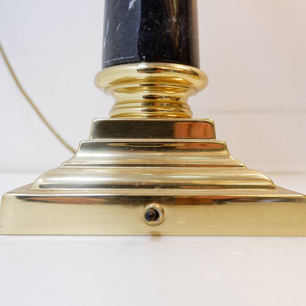 Pair of brass table lamps with black marble column - Art Deco style