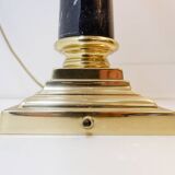Pair of brass table lamps with black marble column - Art Deco style
