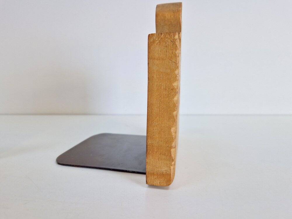 Porte-livres en bois vintage faits à la main, ensemble de 2