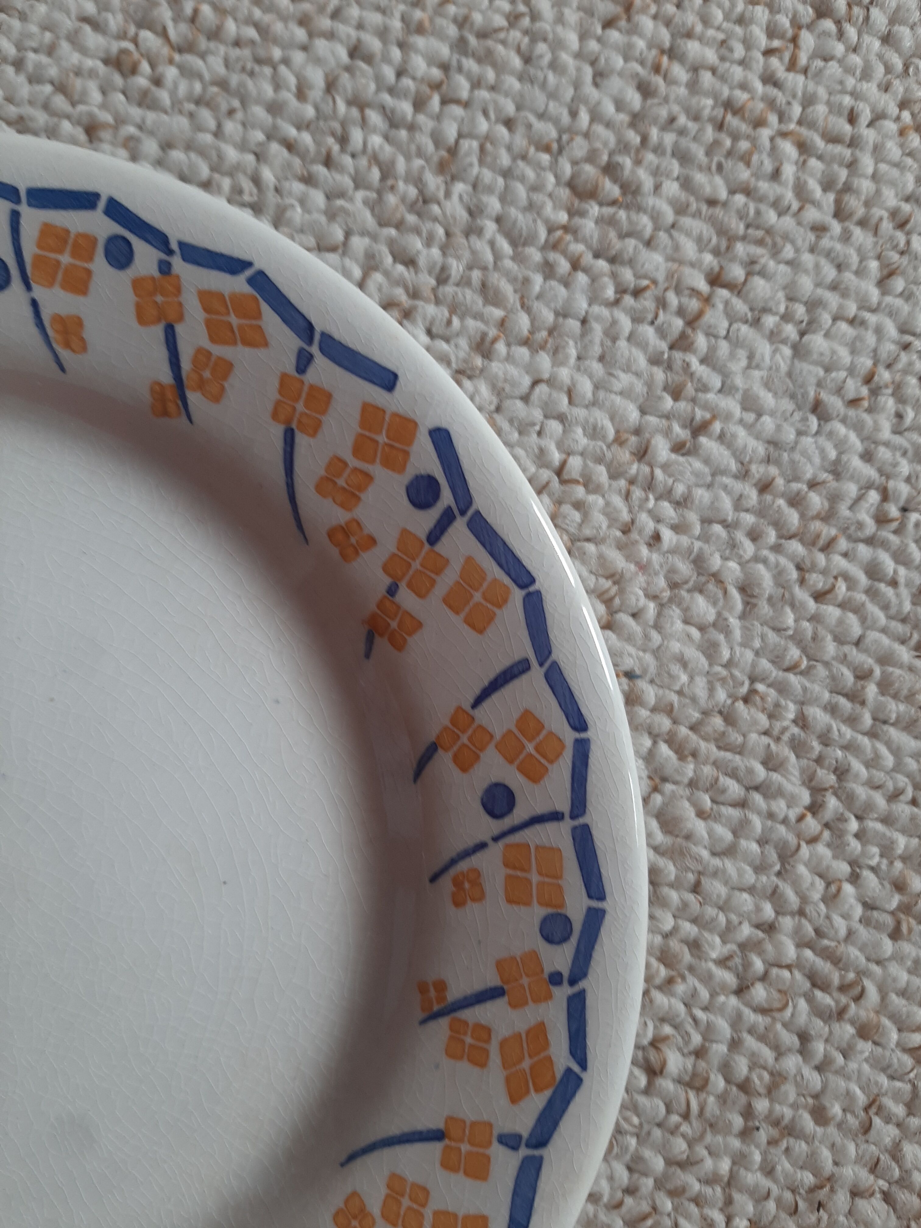 Compotier - piedouche - cake dish - ceramic hb cm - yellow and royal blue