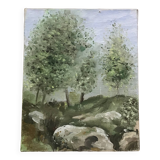 Small oil on canvas countryside landscape