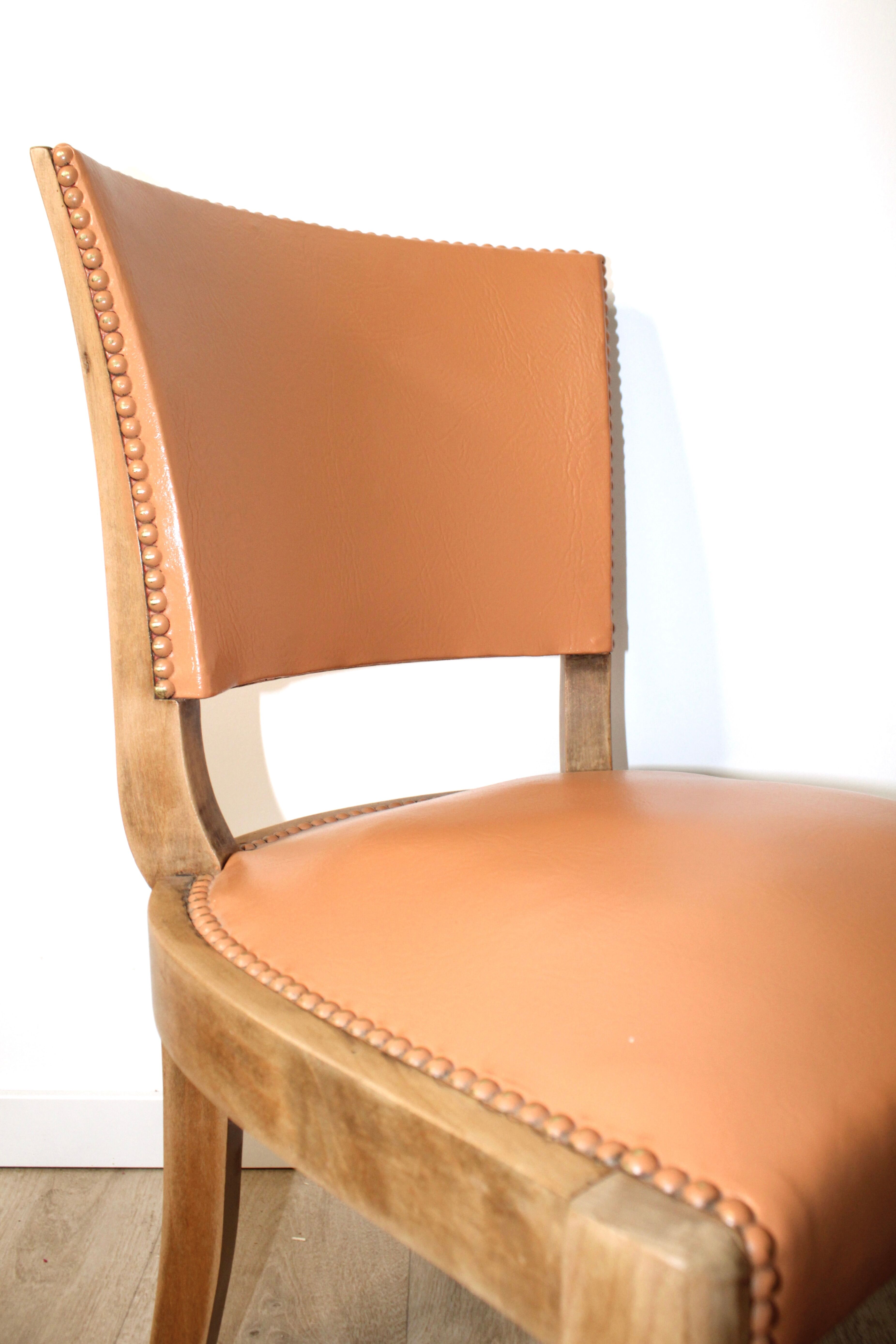 Leather and wood lounge chair