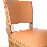 Leather and wood lounge chair