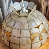 Mother-of-pearl and brass pendant with floral decoration.