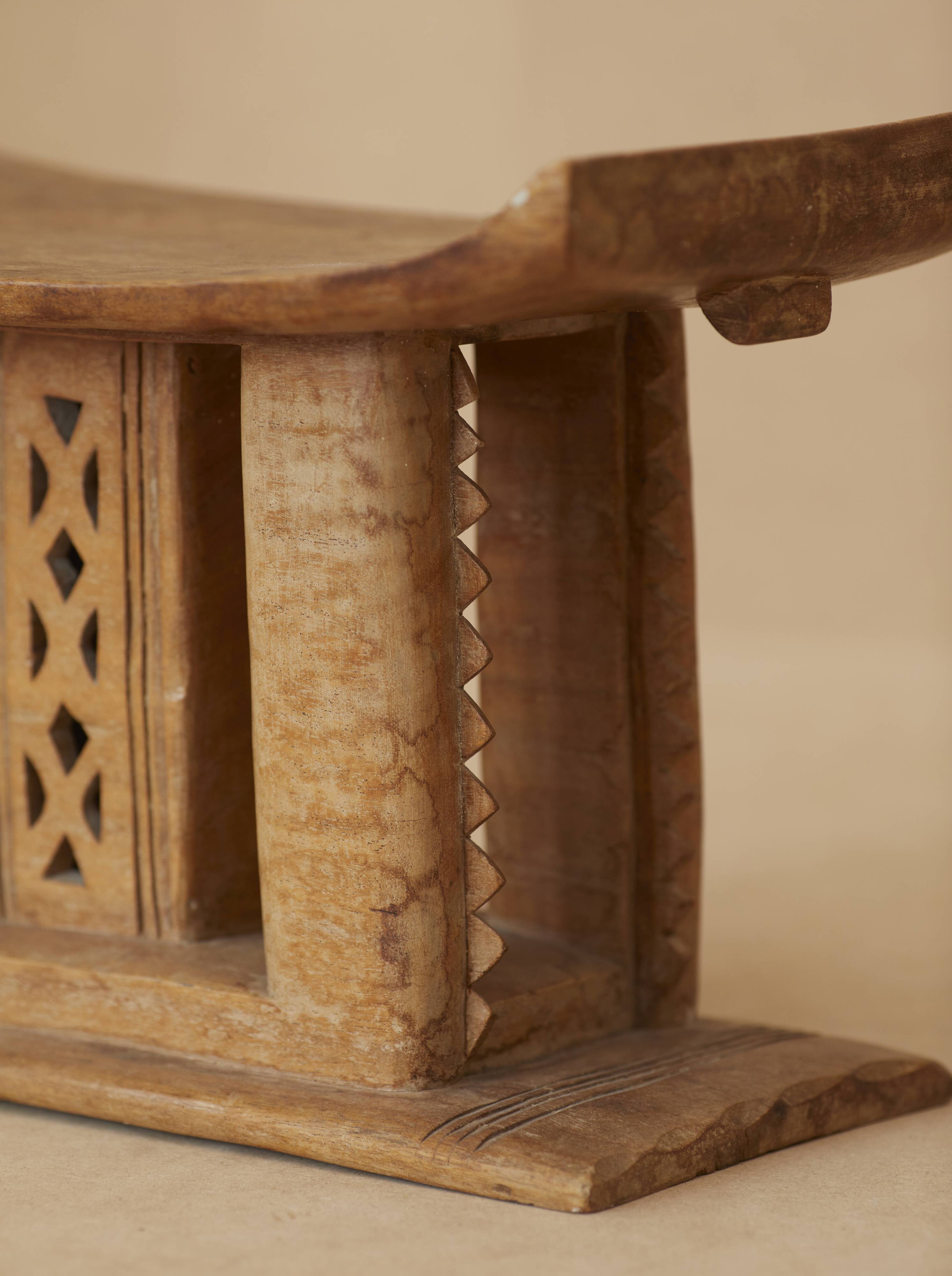African Ashanti monoxyl stool in solid wood circa 1950