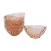Rosaline pink glass bowls, large model, Arcoroc, lot of 6, vintage French, vintage