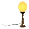 Lampe oeuf d'autruche sur pied bronze ancien cabinet de curiosités pièce unique