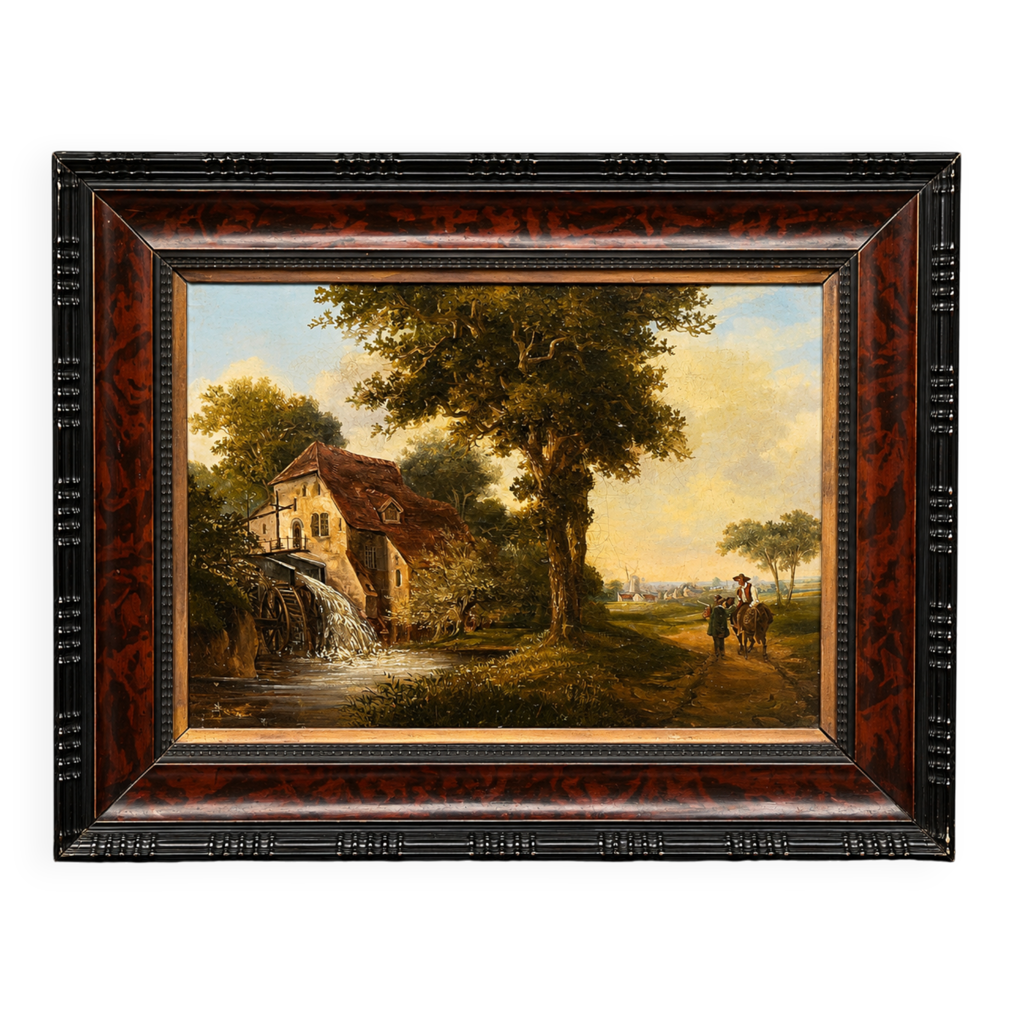 Old painting "The Mill". Oil on canvas.