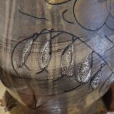 Large La Roue Vallauris ceramic vase, French, beige flower decor, 1975