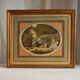Antique print, country scene, entitled "the twins", engraved by G.Schlumberger (1807-1862)