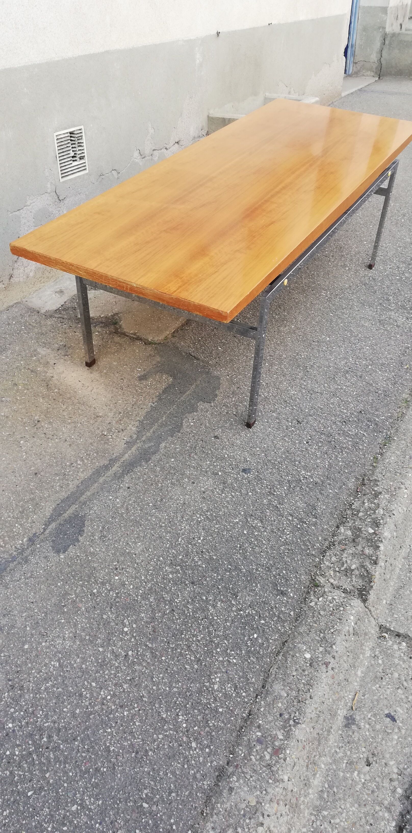 Vintage walnut and chrome coffee table