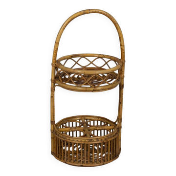 Vintage Italian Bamboo Bar Basket, 1960s