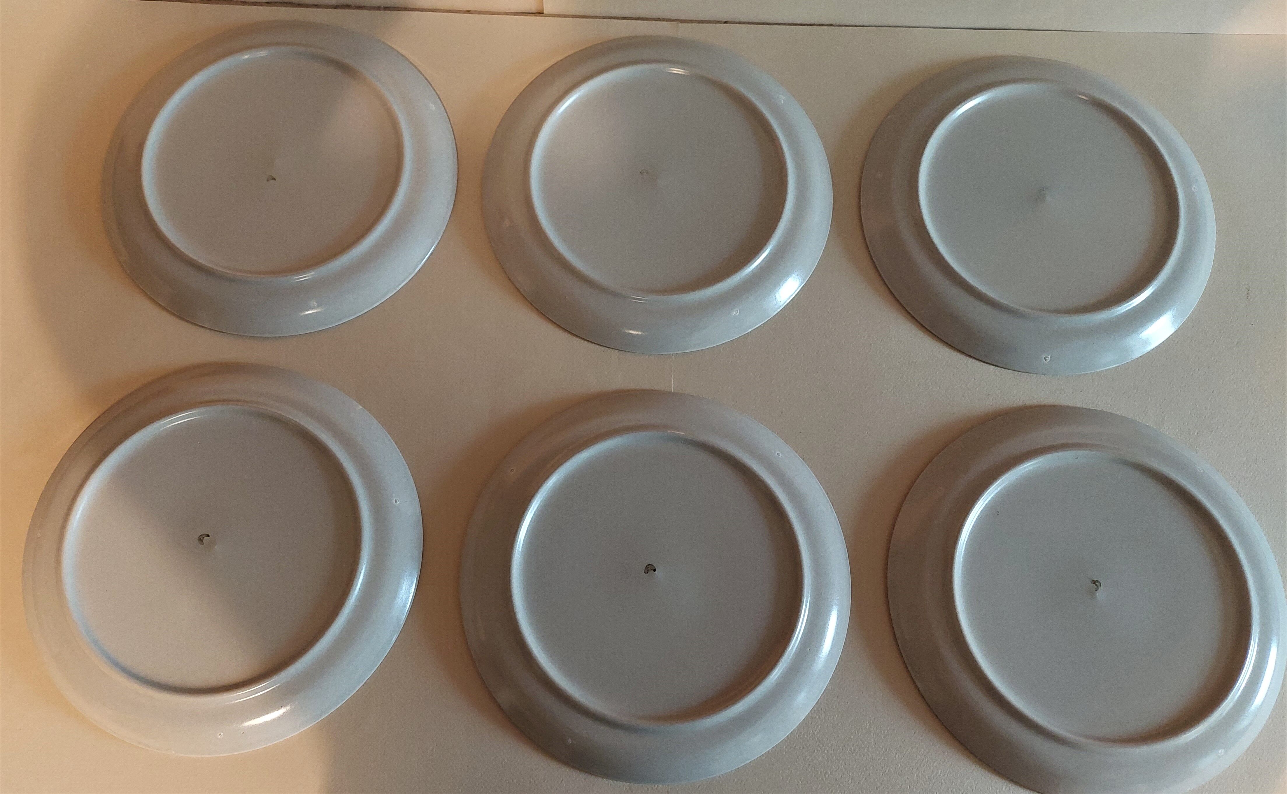 Vintage flat plates in sandstone series of six marked Longchamp