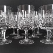 12 Art Deco wine glasses in cut crystal (in the style of Marignane Baccarat)