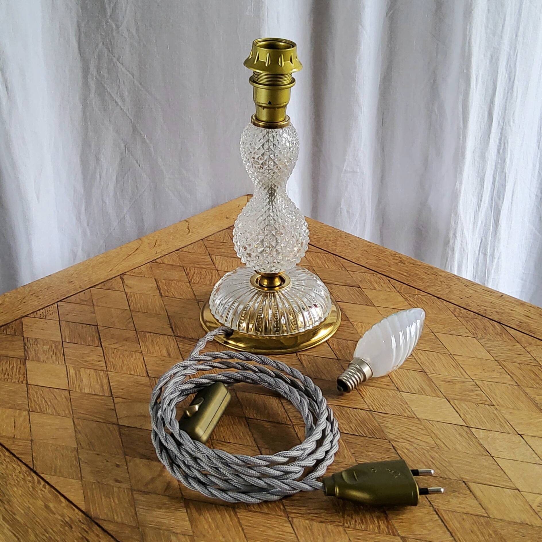 Crystal and brass lamp