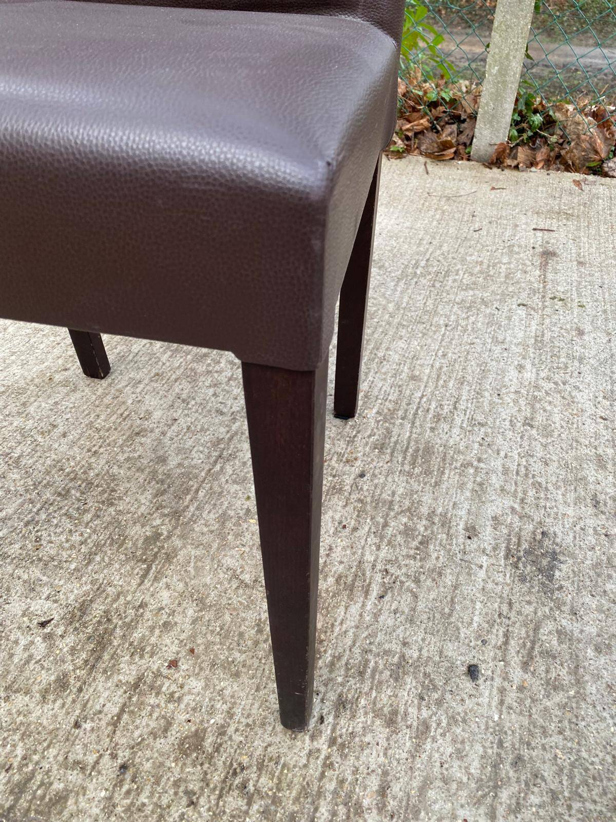 2 Italian Vega chairs in brown leather with high back
