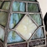 Antique Arts & Crafts Lamp cf. Tiffany Wrought iron and stained glass