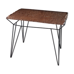 table en rotin et acier