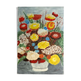 Table oil on J.Roux flower bouquet panel