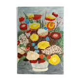 Table oil on J.Roux flower bouquet panel