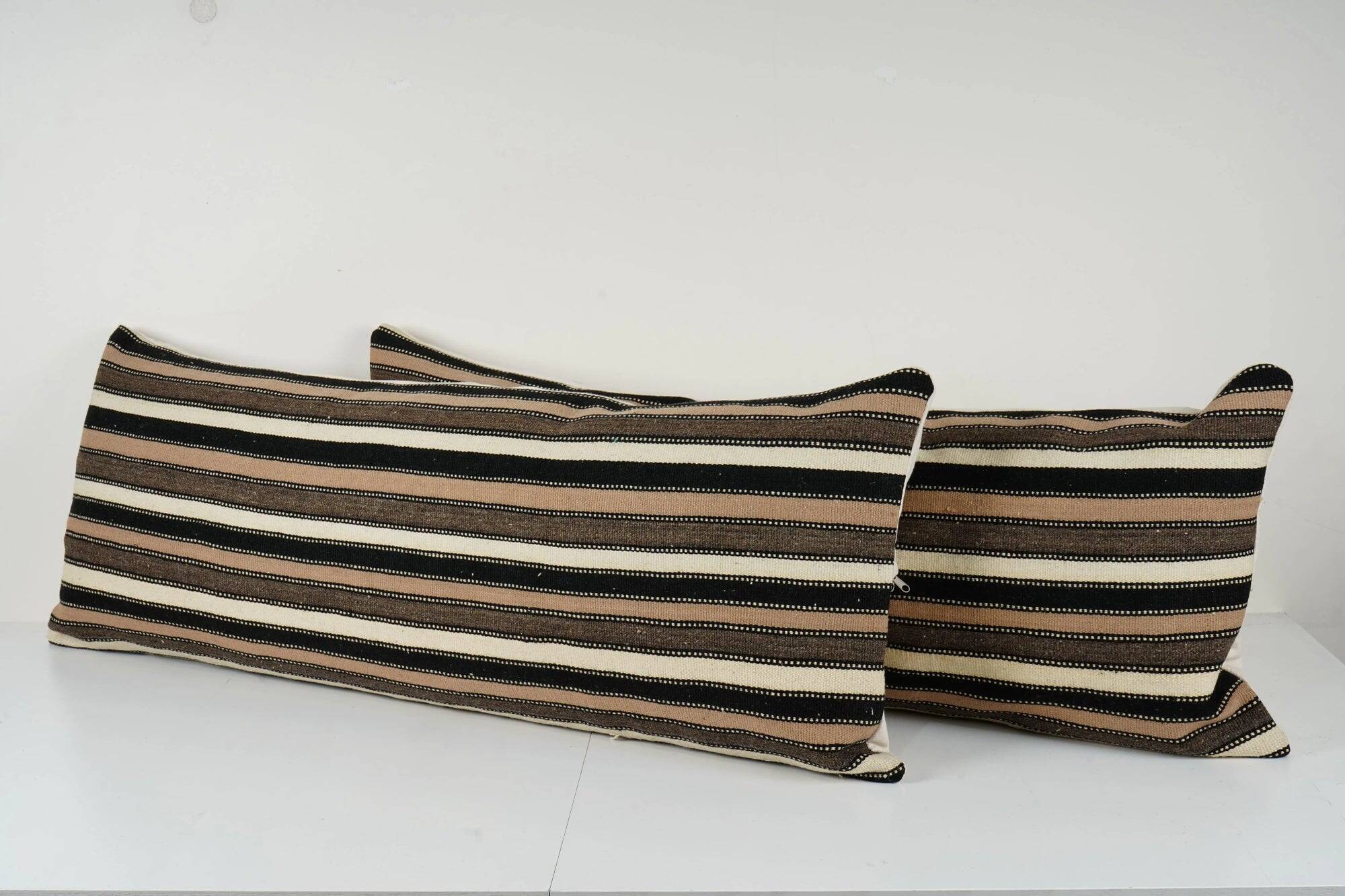 Set of 2 vintage kilim cushion covers 46x122 cm